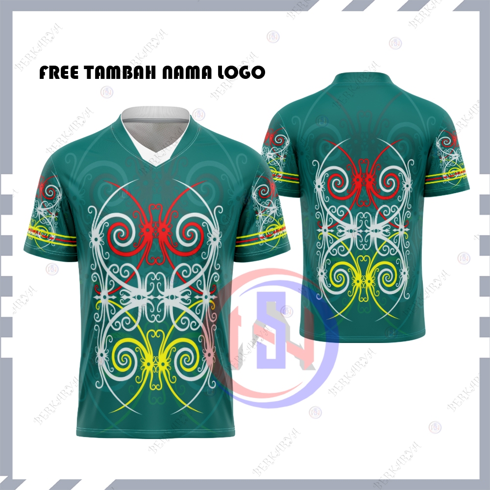 Jersey Motif Batik Dayak Printing / Kaos Jersey Batik Kalimantan / Baju Kaos Pria Motif Batik
