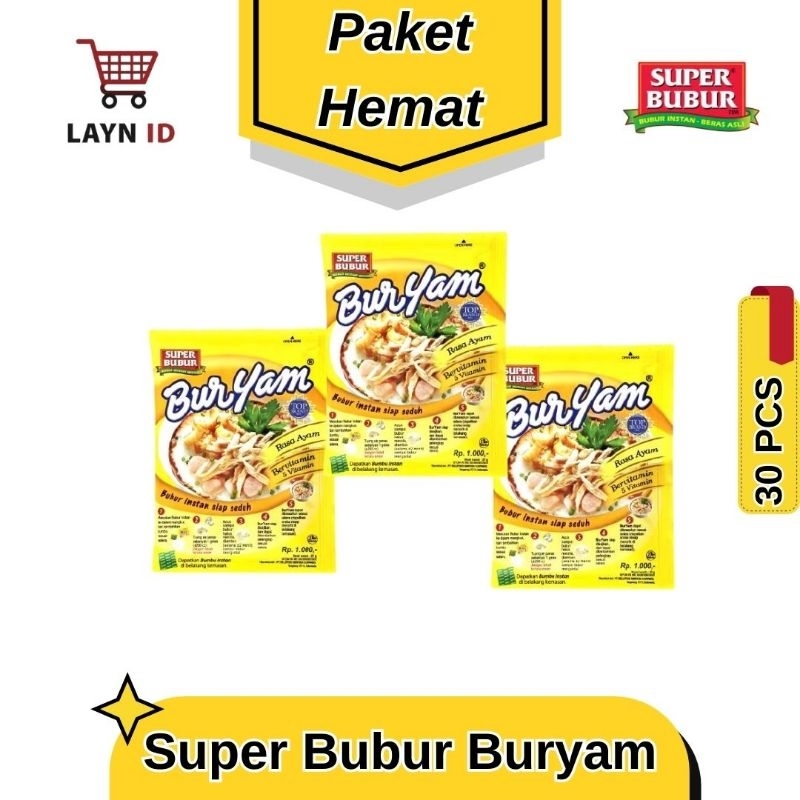 

Super Bubur Buryam - PAKET HEMAT 3 Renceng (30 Sachet) - Bubur Instan Praktis dan Lezat