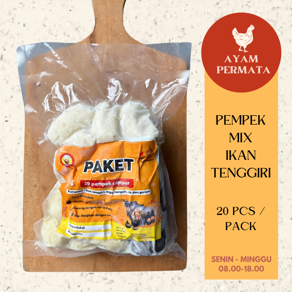 

Pempek Mix Mini 20 pcs/pack Ikan Tenggiri - Kulit Adaan Telur Lenjer - Halal Ayam Permata