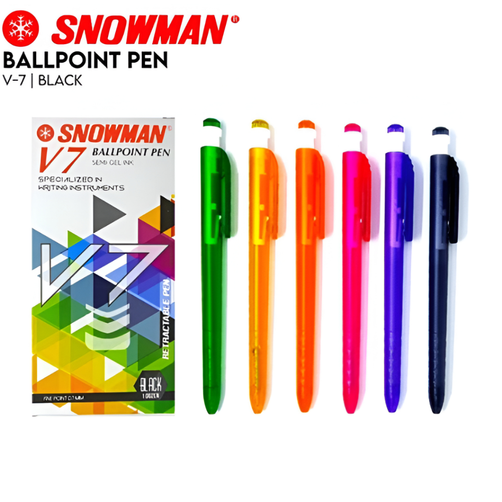 

(1 Pcs) Pulpen Snowman V7 0.7mm Hitam - Ball pen bolpen semi gel snowman V-7 / V7 / V 7