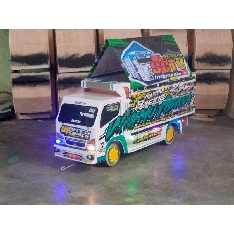 PROMO MURAH MINIATUR TRUK TREK TRAK OLENG KAYU NEW WAHYU ABADI FULL FARIASI LAMPU BONUS TERPAL