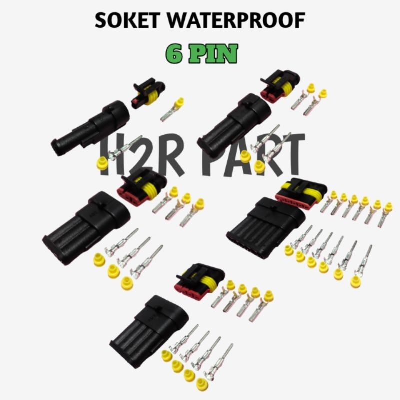 Soket Kabel Motor Waterproof Pin 1 Pin 2 Pin 3 Pin 4 Pin 5 Pin 6 Satu set + Skun Male Female dan Kar