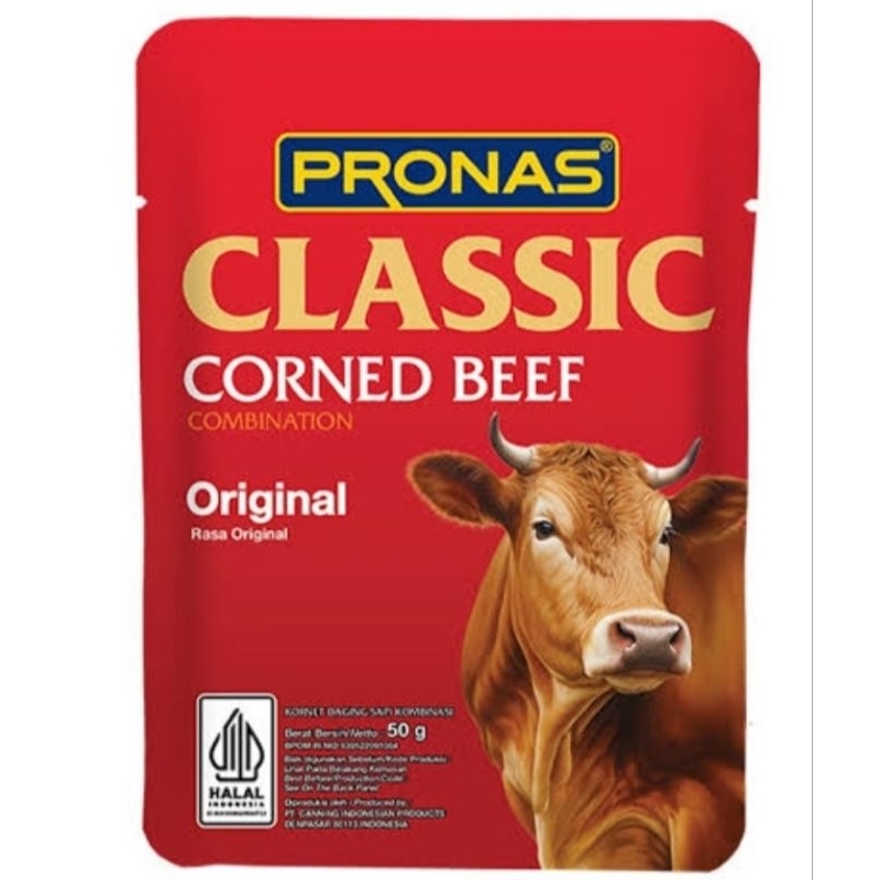 

Pronas Classic Corned Beef Original Sachet 50 gram / Kornet Sapi