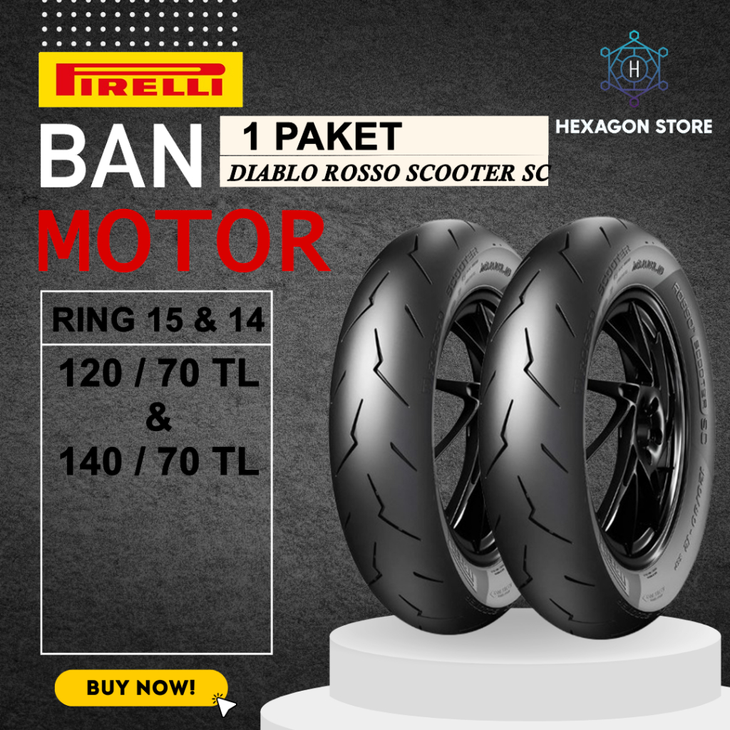 (1SET) Sepasang Ban Motor Tubeless Untuk Motor Matic Vario 160, Aerox, PCX, ADV Merk PIRELLI DIABLO 