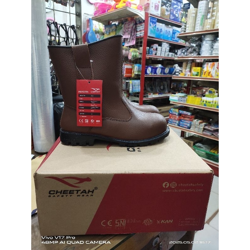 sepatu boot kerja cheetah safety wear original 2288C coklat brown SIZE 5 =No.38 = 24,5 CM