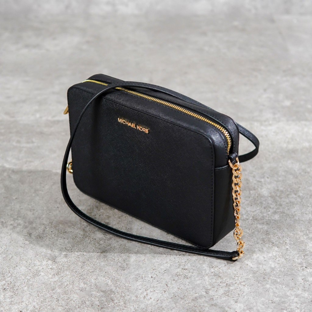 Tas MK GHW PLAIN BLACK LEATHER CHAIN CAMERA BAG 100% ORIGINAL