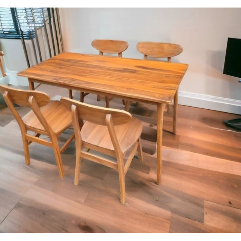 SET MEJA MAKAN MINIMALIS KAYU SOLID SET MEJA MAKAN MINIMALIS KAYU JATI