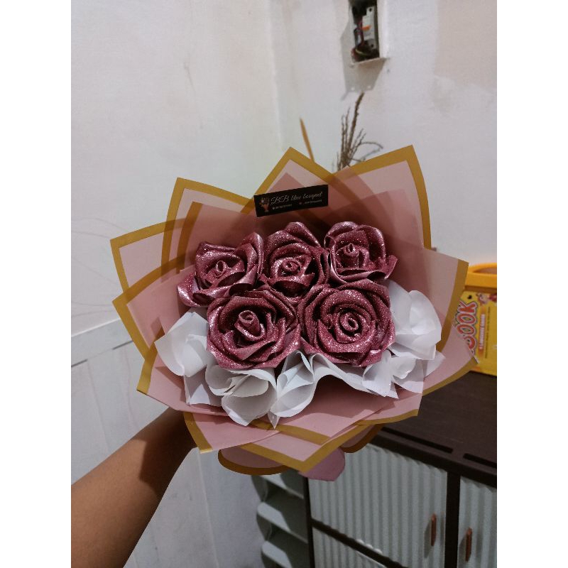 buket bunga satin 5 tangkai Glitter