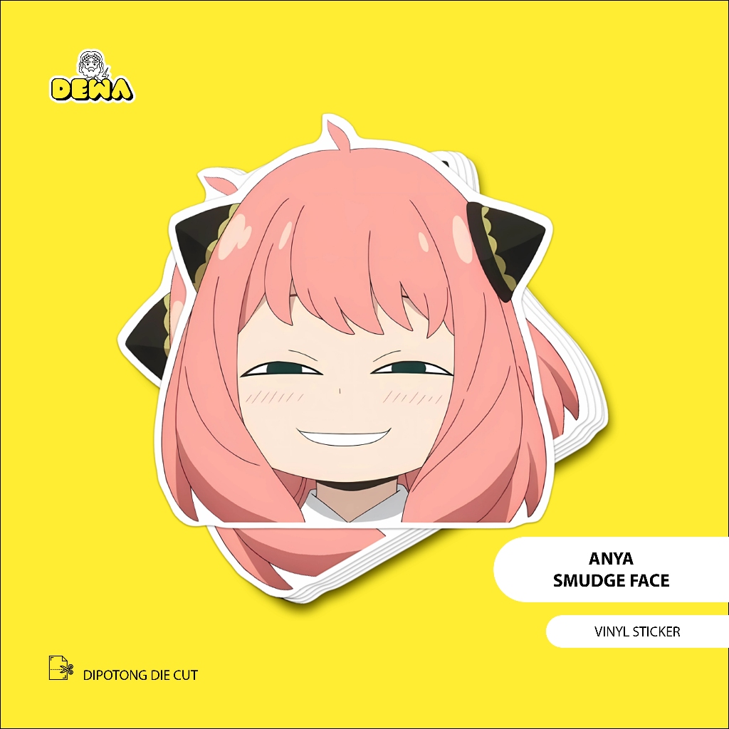 

(1Pcs) Sticker Anya Smudge Face Bahan Vinyl Waterproof Stiker Laptop Diary Notebook Journal Koper
