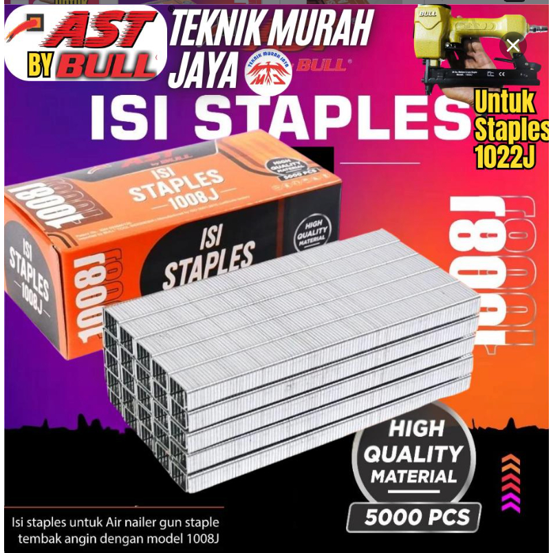 

AST Isi Straples Staples Angin Air Stapler Refill 1008J Paku Tembak U isi 5000 pcs 8 mm Heavy Duty