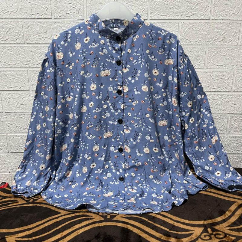Kemeja Motif Shanghai Blouse rayon Wanita LD 110 120
