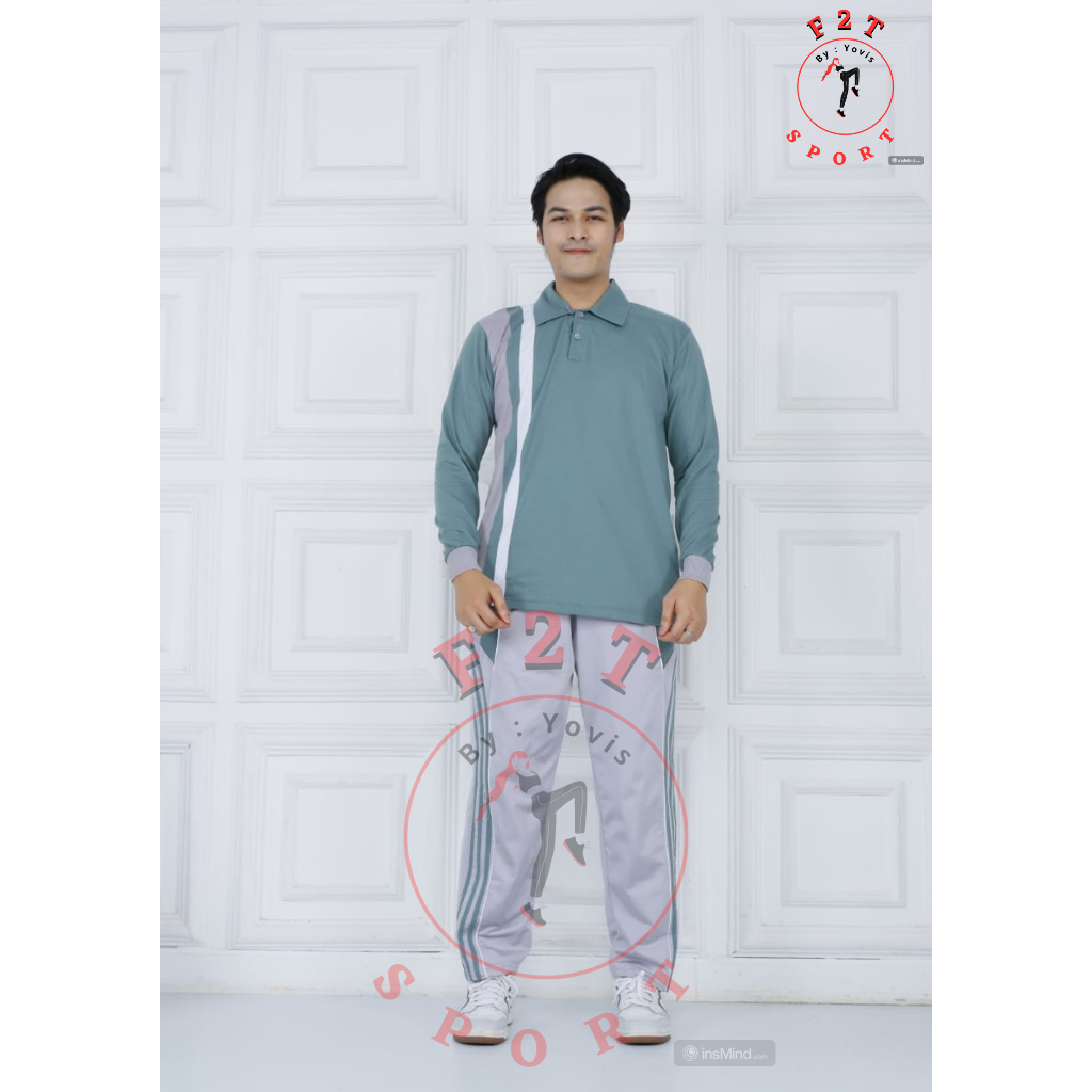 Setelan Baju Olahraga Senam Lengan Panjang Pria / Seragam Olahraga Senam Pria