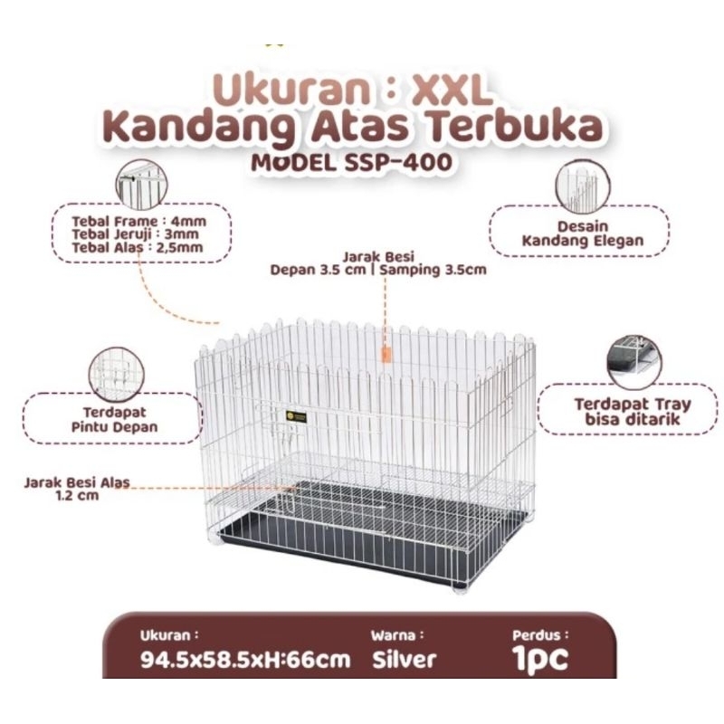 Pet Cage Octagon Stainless - Kandang Pagar Puppy Terbuka Stainless Anti Karat Kokoh size XXL 94.5x58