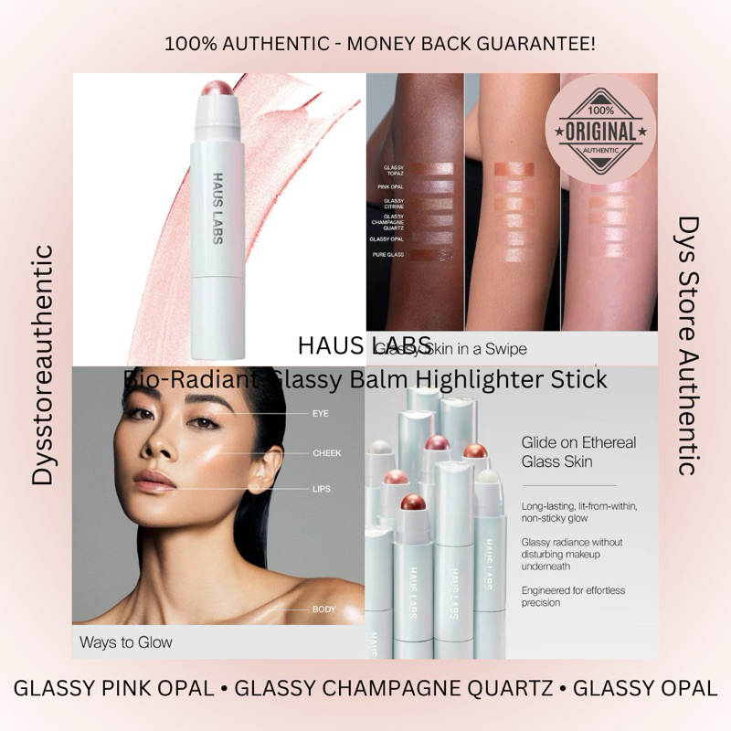 READY STOCK HAUS LABS Bio-Radiant Glassy Balm Highlighter Stick