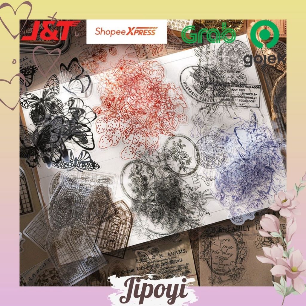 

20pcs Sticker Stiker Bunga Kupu Vintage Klasik Aesthetic Bujo Jurnal Journal Scrapbook Planner Lucu