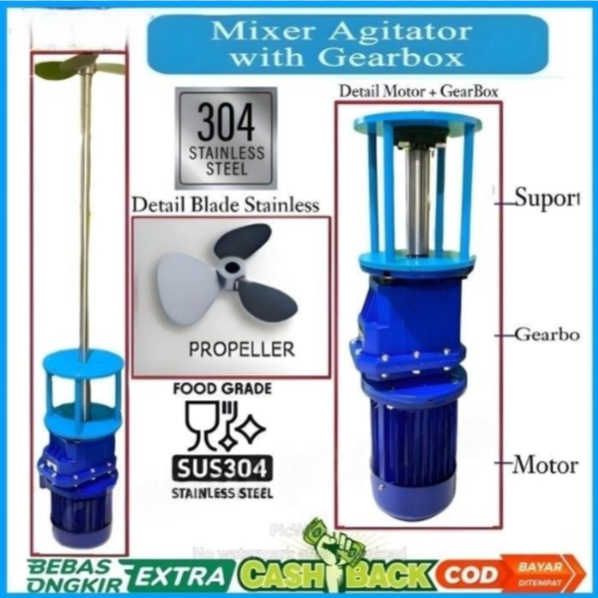 AGITATOR MIXER 4kw 5.5hp 4pole 3phase with gear box 250rpm