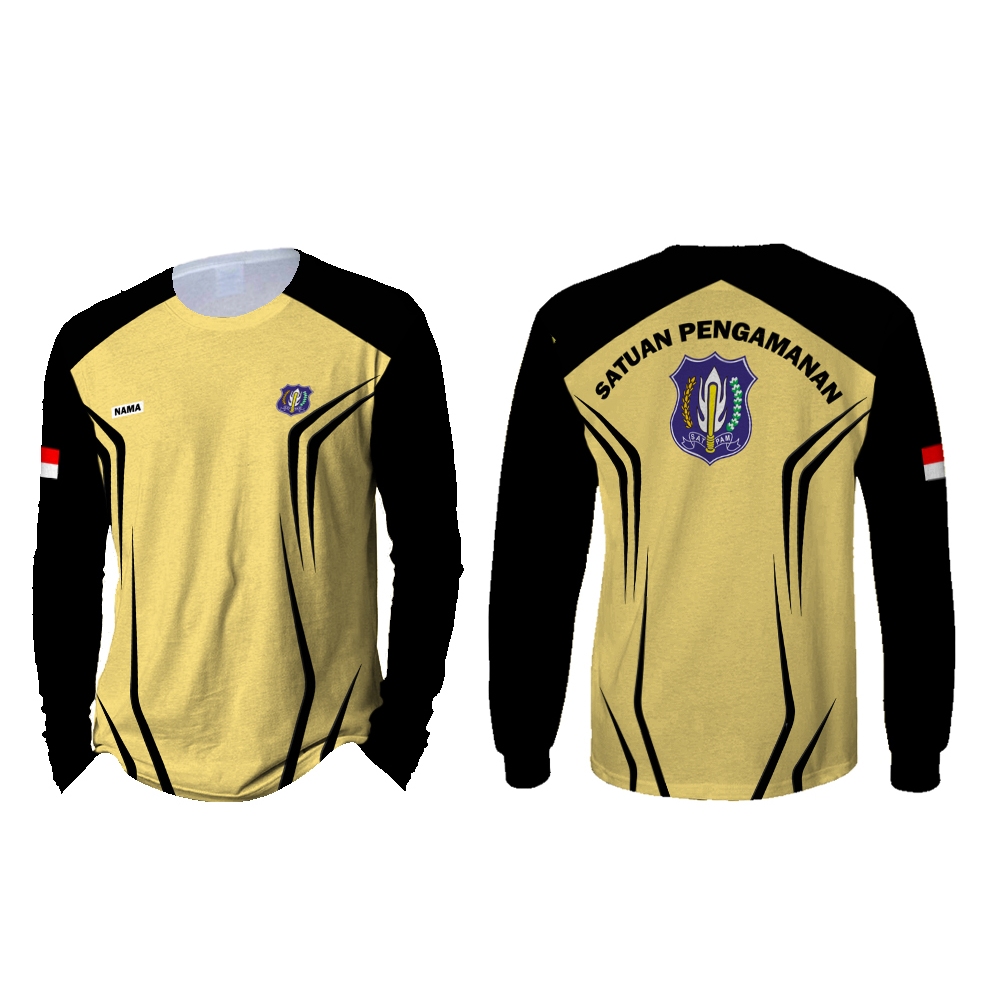 Kaos Baju Pria Security Satpam Lengan Panjang Fullprint