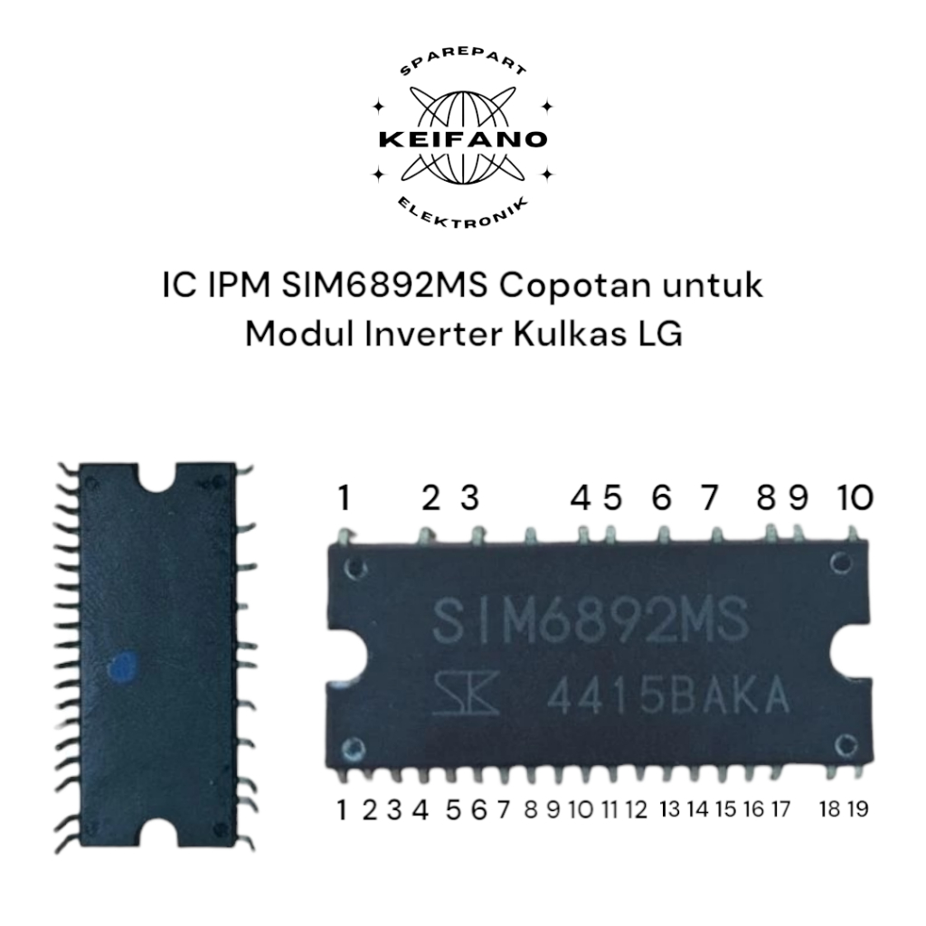 IC IPM SIM6892MS Inverter Kulkas LG (Pengganti SIM6822)