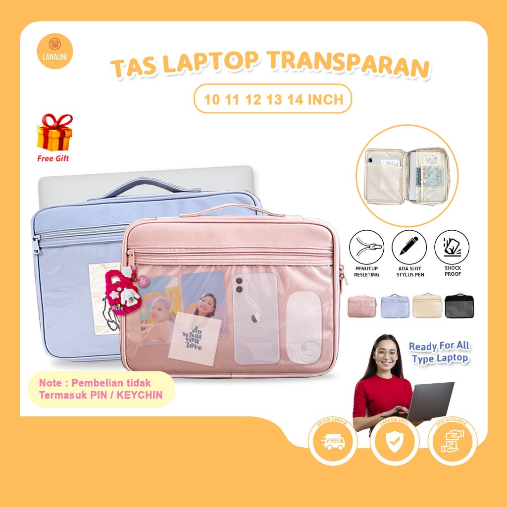 Tas Laptop Transparan Asus Vivobook Zenbook Flip S14 S13 Expertboook Sleeve PVC Bening Pastel Case