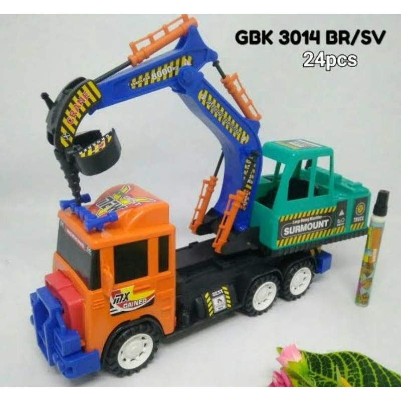 Construction Trucks Excavator / Mainan Anak Mobil Truk Beko Konstruksi Friction