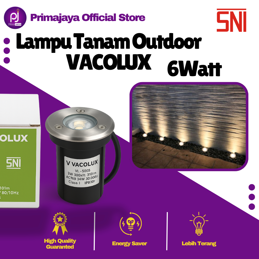 Lampu Lantai LED 6W Watt Floor Taman Ground Tanam Outdoor Warm White Light Waterproof Vacolux