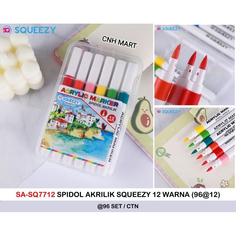 

Spidol Akrilik Marker 12 Squeezy SA - SQ7712 - Spidol Akrilik 12 - 24 - 36