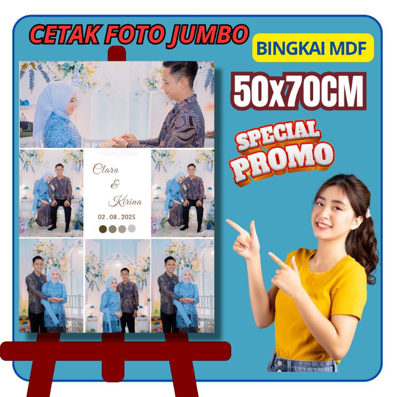 CETAK FOTO + BINGKAI MDF BESAR JUMBO 50x70cm 20R, Cetak foto custom, Cetak foto bingkai, Cetak foto 