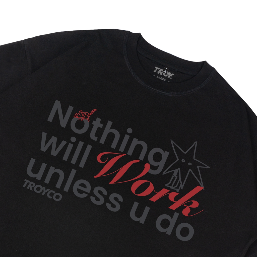 Troy Company Tshirt Boxy Oversize Black Work - Kaos Boxy Oversize Hitam MB 3109