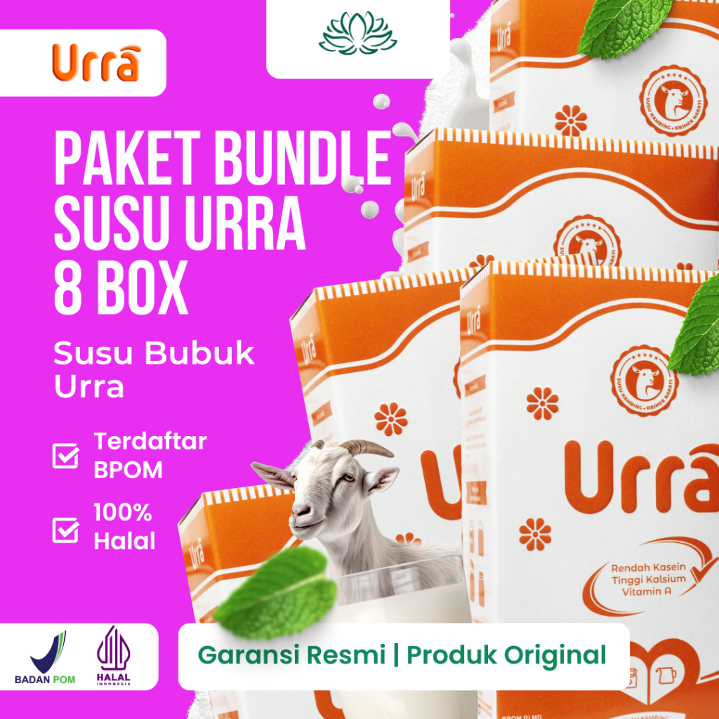 

SUSU URRA 8 BOX - Susu Kambing Saanen Susu Bubuk Susu Kambing Halal BPOM