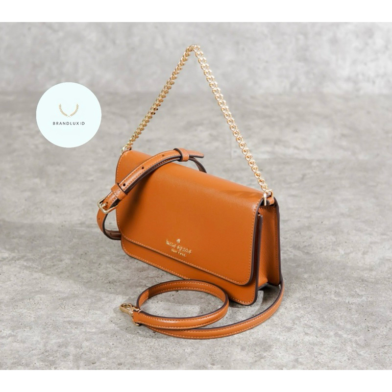 Kate Spade GHW Flap Chain Shoulder Bag in Camel