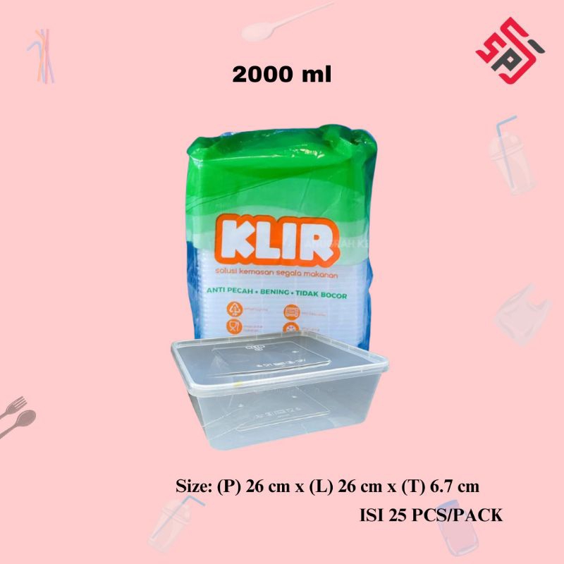 Klir thinwall/ kotak 2000ml isi 25 pcs