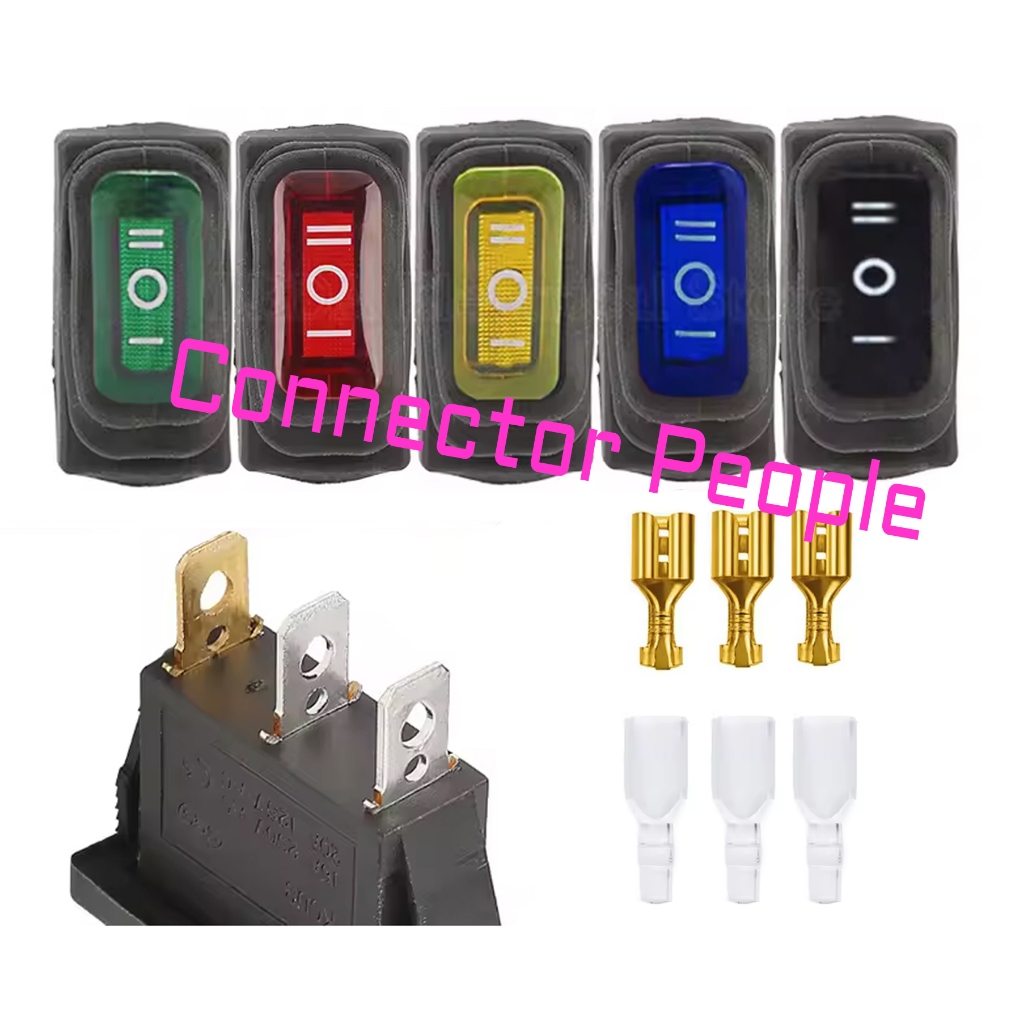 Saklar Waterproof Kecil Lampu ON OFF ON AC 3 Pin  Rocker Switch Anti Air 3 Kaki