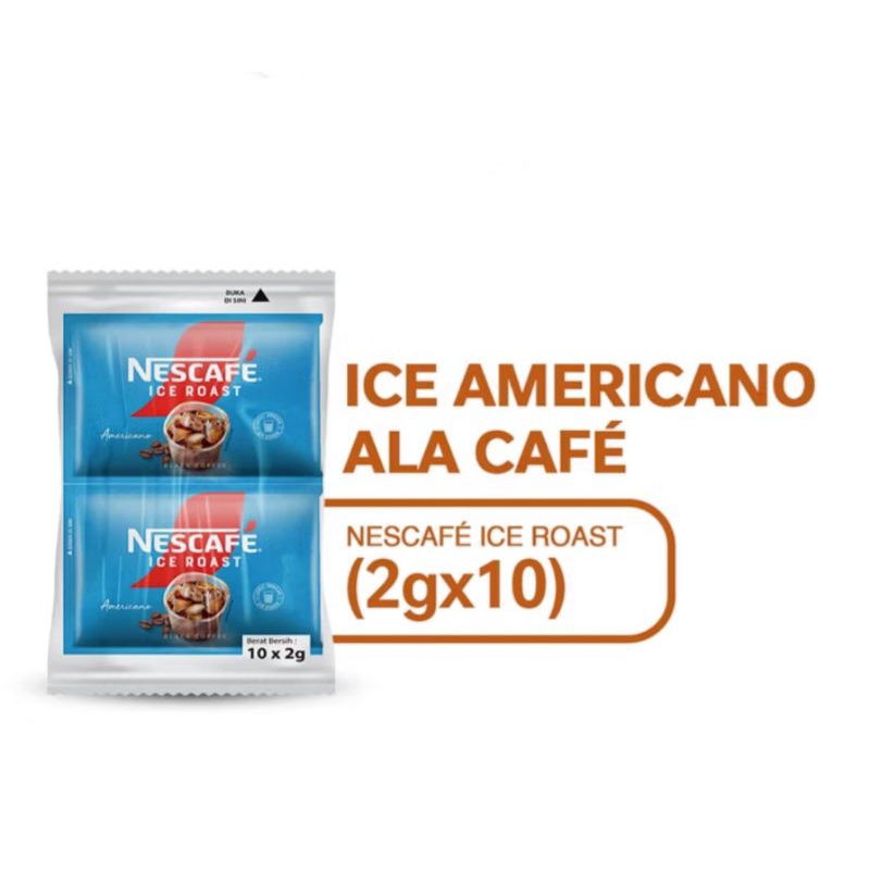 Nestle Nescafe Ice Roast Americano Kopi Hitam Instan (2G x 10) - Americano Ala Cafe / Americano Coff