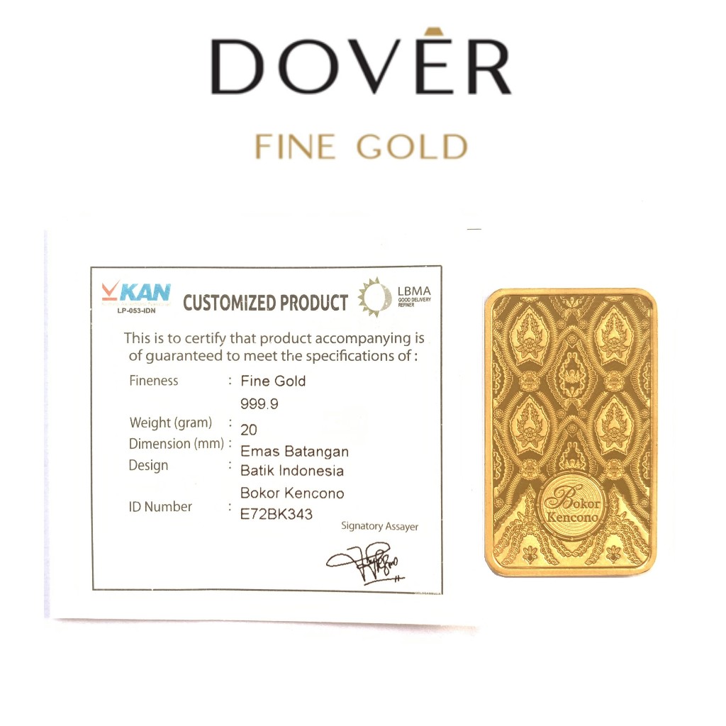 Logam Mulia Emas Antam Batik Indonesia Bokor Kencoro Limited Edition Seri III 20 gram Tanpa Box