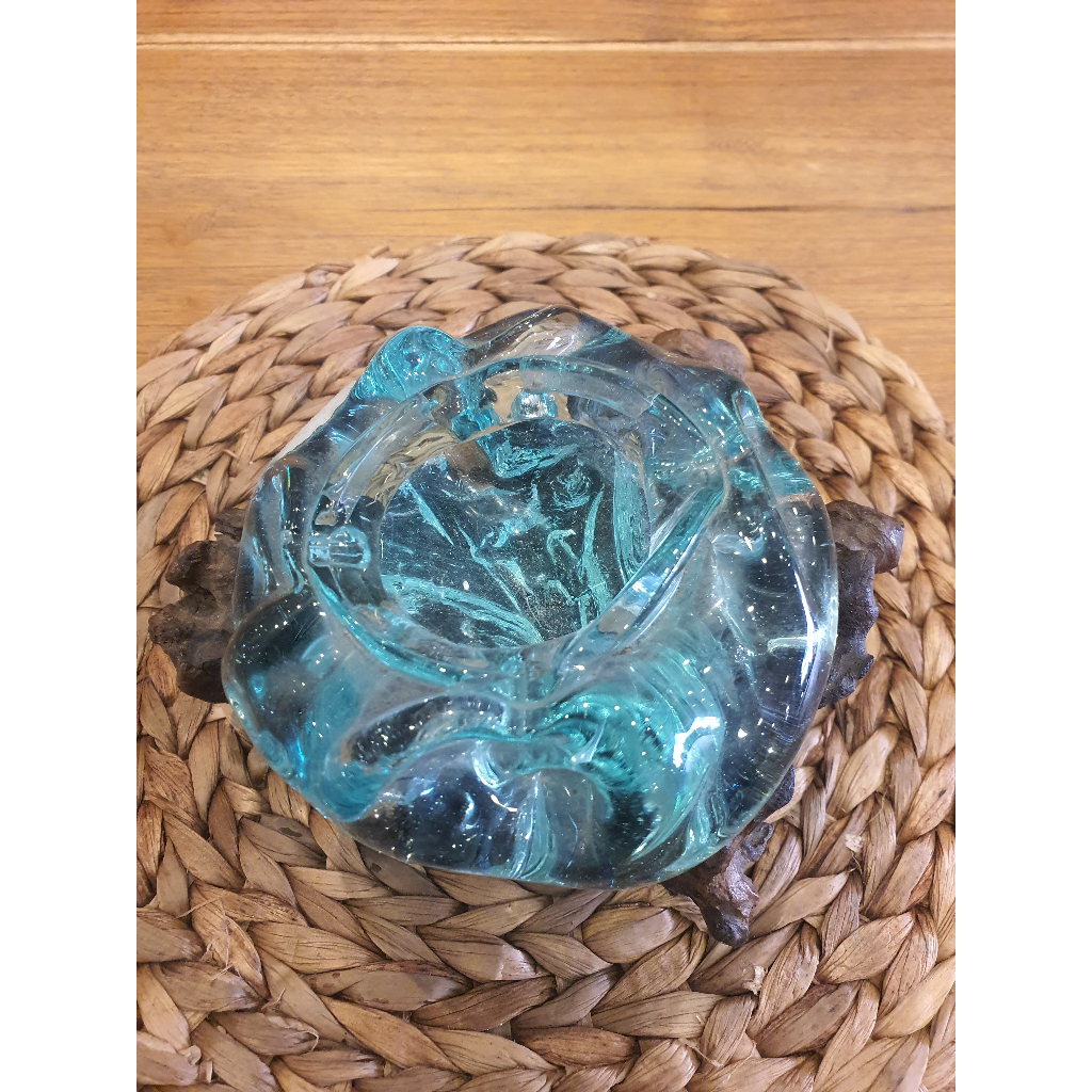 Asbak Kaca Tumpuan Kayu Ukuran 40cm