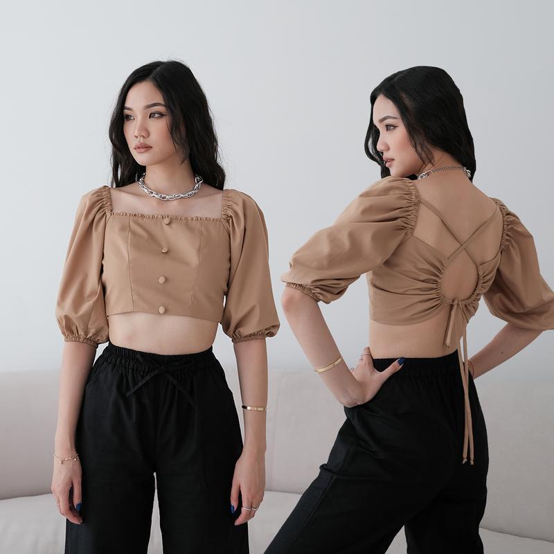 crop top walens//crop top kancing depan//atasan wanita kekinian//crop top santai//crop top korea sty
