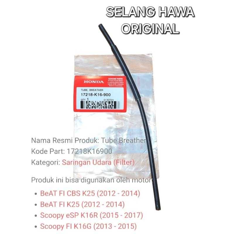 SELANG HAWA BEAT F1 SCOOPY TUBE BREATHER 17218-K16-900 ORIGINAL