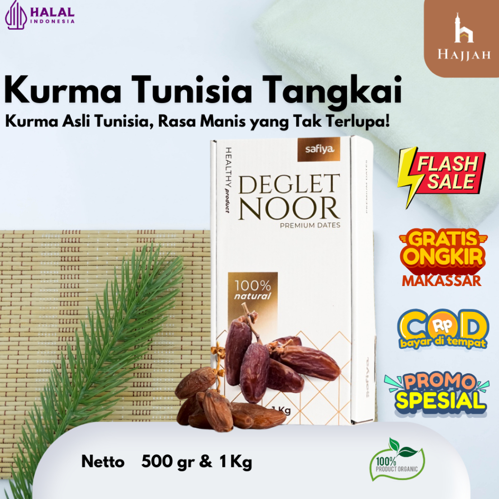 

Kurma Tunisia Tangkai Deglet Noor Kualitas Premium Fresh Original COD Makassar