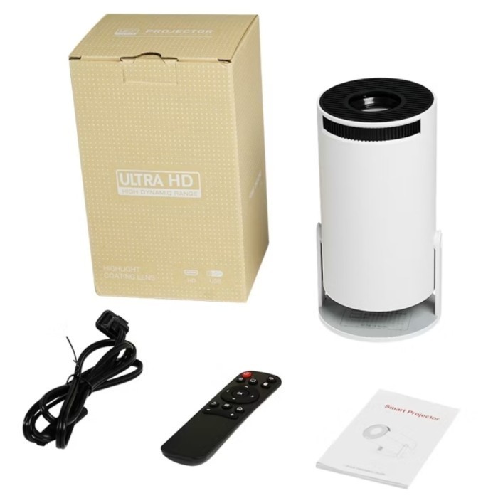 Proyektor Android TV Mini Portable 4K Full Ultra HD Wifi Bluetooth Tanpa Chanel TV
