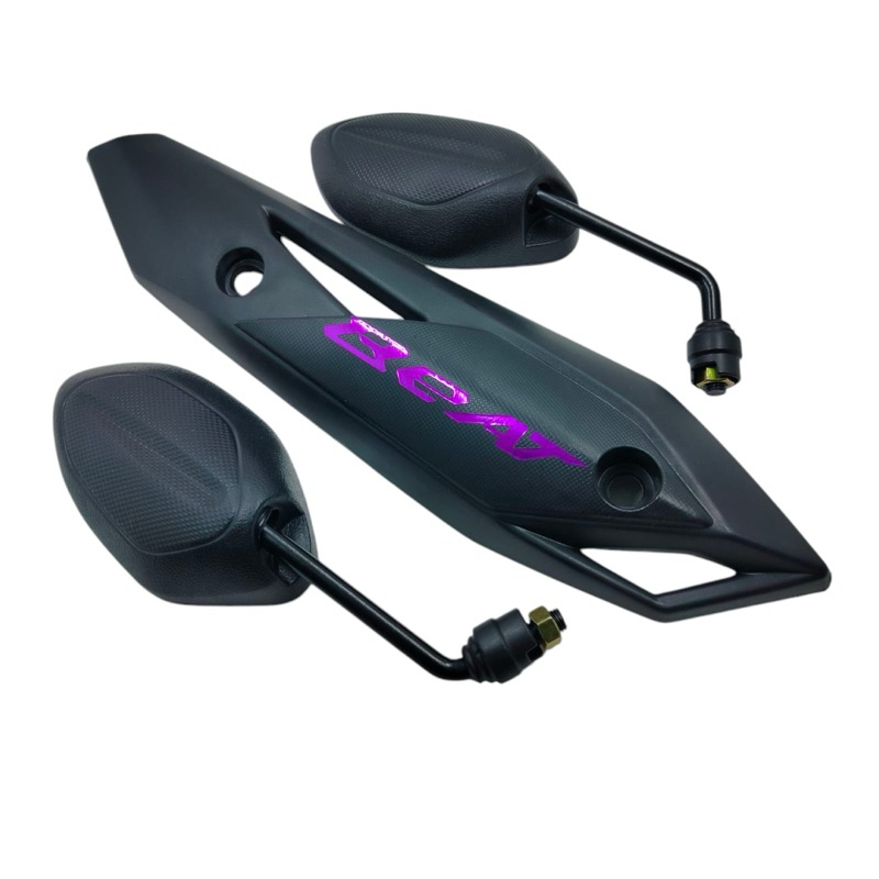 Tutup tameng knalpot beat fi eps 2017-2019+spion beat hitam standar ORI plus logo beat ungu