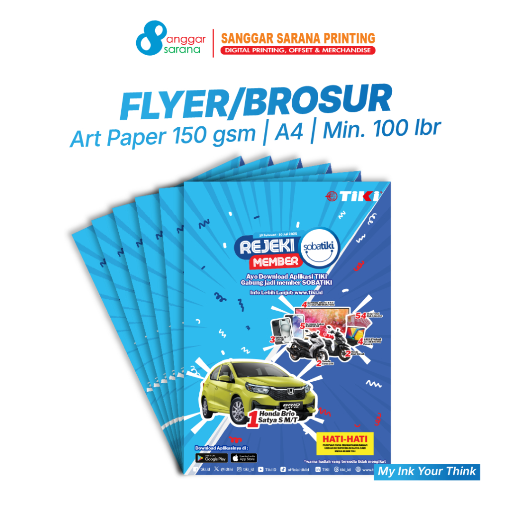 

Brosur/Flyer Custom Bahan Art Paper 150 gsm 1 sisi | 2 sisi ukuran A4 MIN 100 lembar