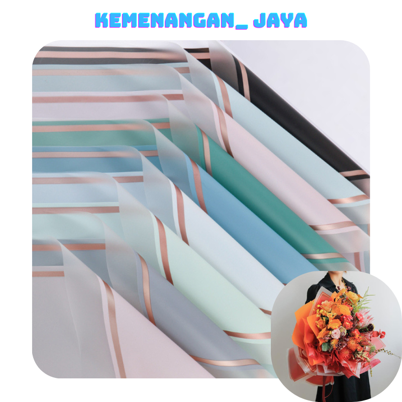 

Isi 20 LEMBAR Flower Wrapping Paper Varian List Gold Frame Transparan Kertas bunga cellophane Florist Kertas Kado KB005