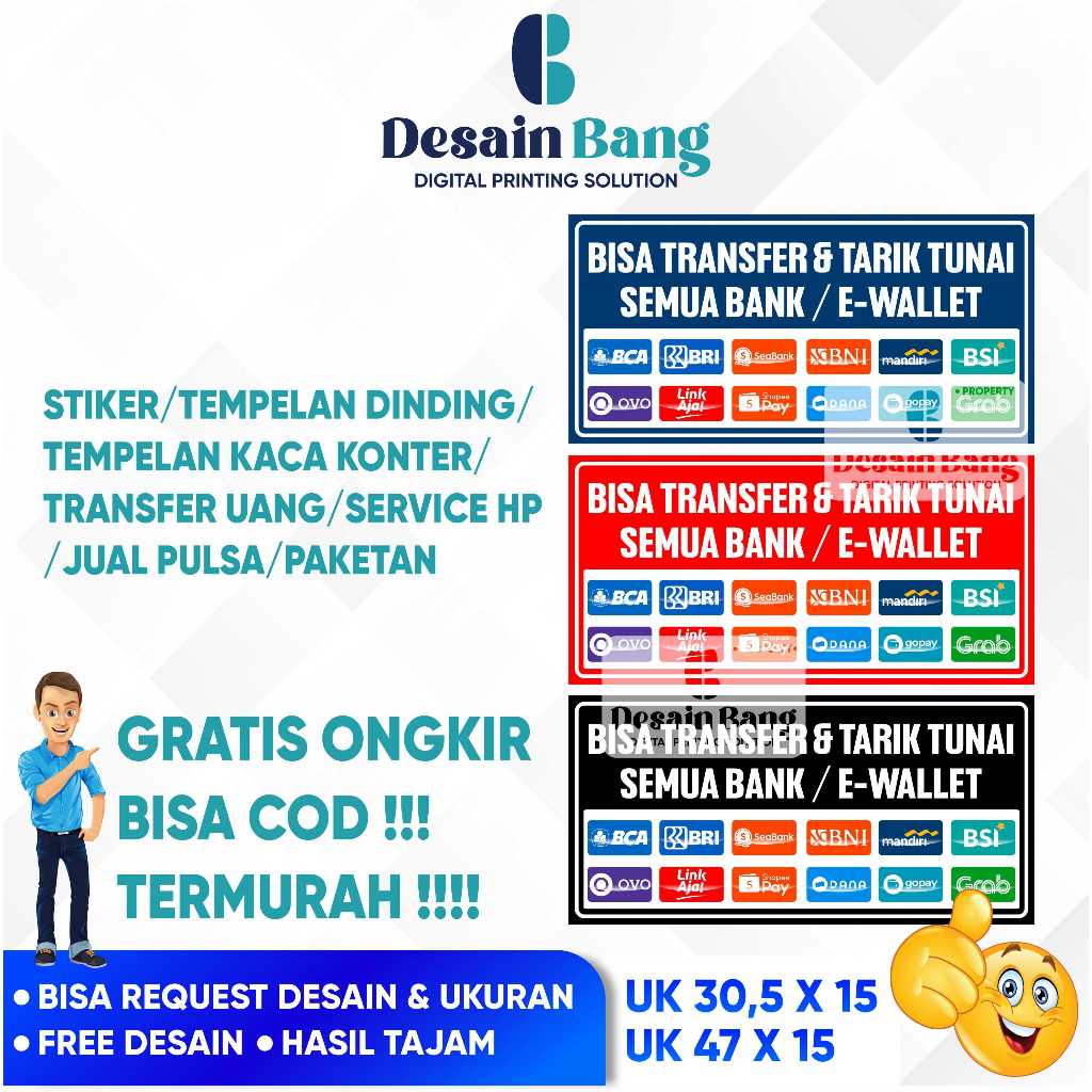 

STIKER MELAYANI TRANSFER TARIK TUNAI E-WALLET + LAMINASI GLOSSY