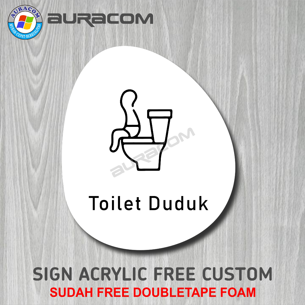 Tulisan Toilet Duduk Sign Board Akrilik Tempel Dinding Papan Acrylic - B175