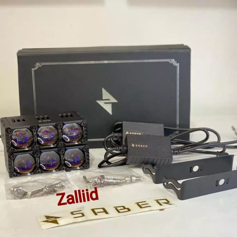 SABER SR3 V3 NEW MINI PROJIE 3 MATA LED PROJECTOR LAMPU MOBIL BERGARANSI
