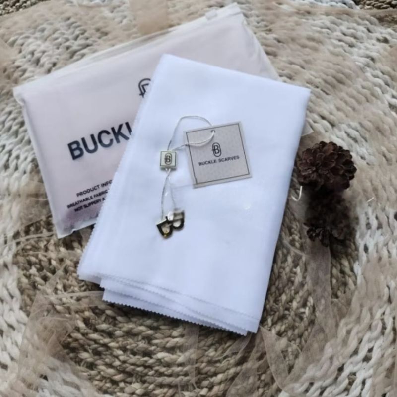 BUCKLE SCARVES POUCH LASER CUT DENGAN METAL LOGO || hijab segi empat termurah