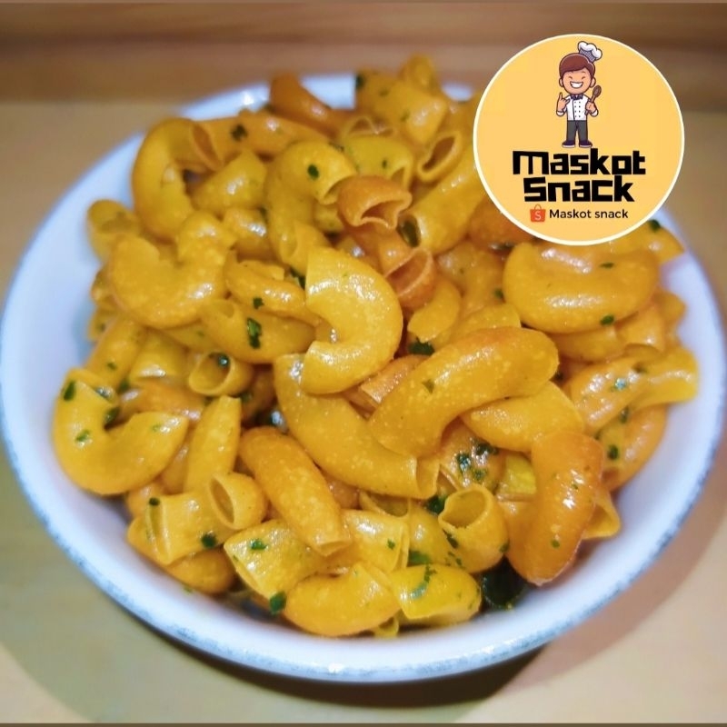

Makaroni kering 250G dan 125G. original gurih daun jeruk , Maskot Snack