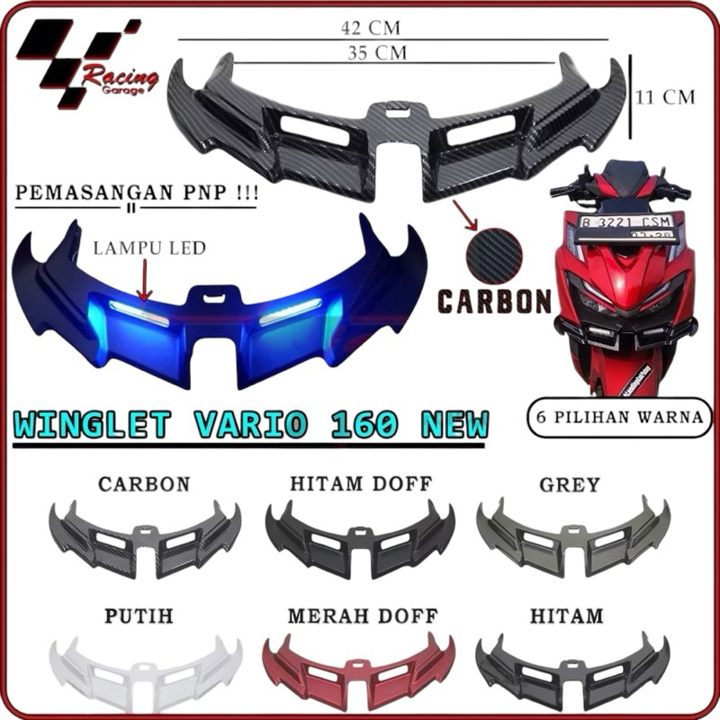 WINGLET VARIO 160 NEW PLASTIK ABS CARBON POLOS PLUG AND PLAY