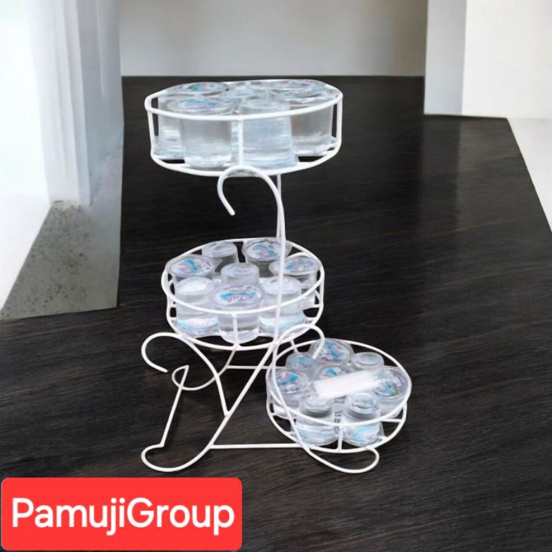 rak aqua gelas estetik rak minuman rak multifungsi rak tisu rak aqua gelas susun 3 rak aqua botol