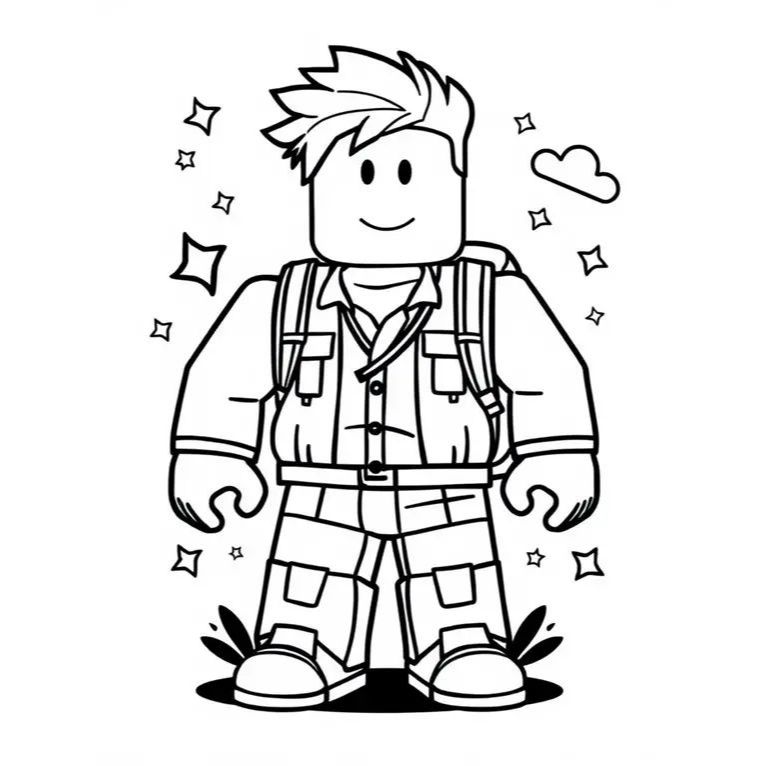 Gambar sketsa mewarnai melukis anak TK dan SD tema Roblox